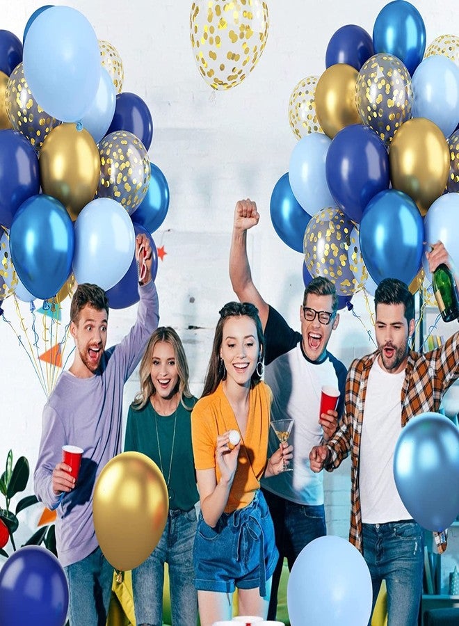 Lazybeee بالونات لاتكس زرقاء وذهبية من Lazybeee™، 30 قطعة، بالونات كونفيتي ذهبية معدنية زرقاء داكنة مقاس 12 بوصة، بالونات حفلات زرقاء لحفلات استقبال المولود الجديد، وحفلات الزفاف، وأعياد الميلاد، وحفلات التخرج - Image 4